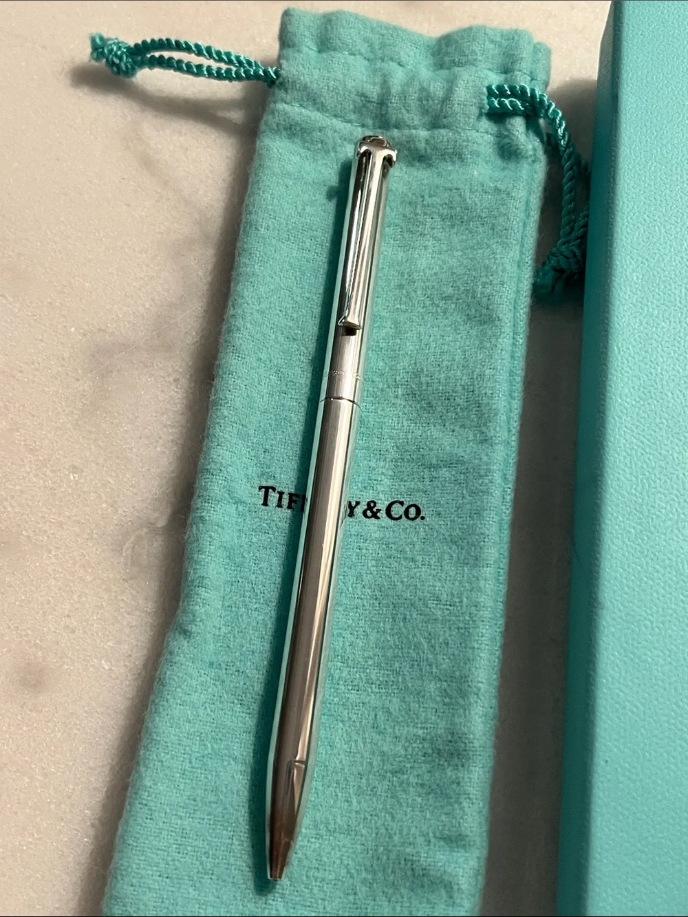NEW Tiffany & Co. Sterling Silver T-Clip Ballpoint Pen with Case & Box